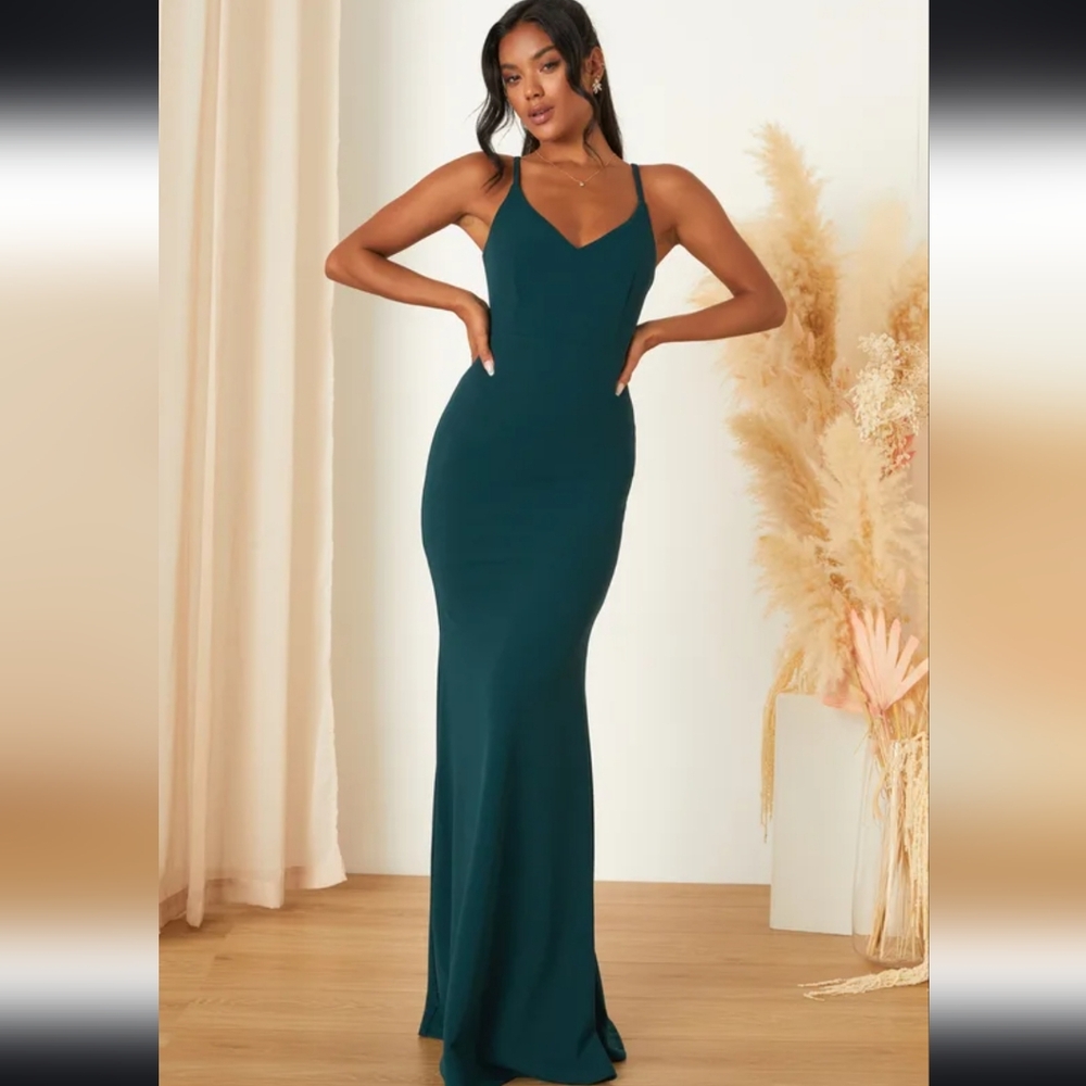 Forest Green Backless Mermaid Maxi Dress